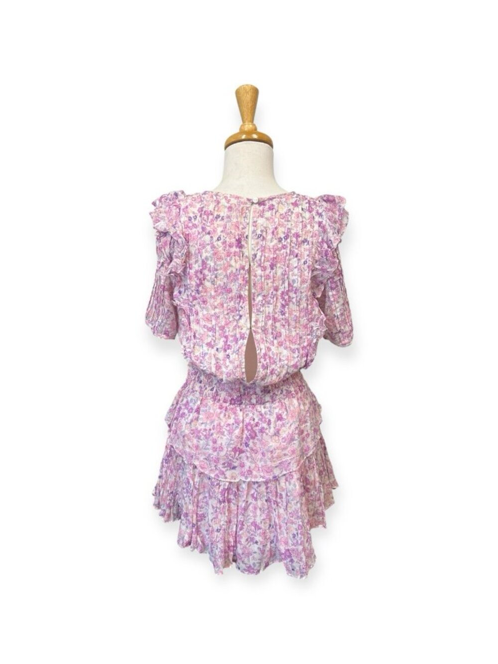 LoveShackFancy Natasha Floral Mini Dress Size S Small Pink Purple - Picture 3 of 8